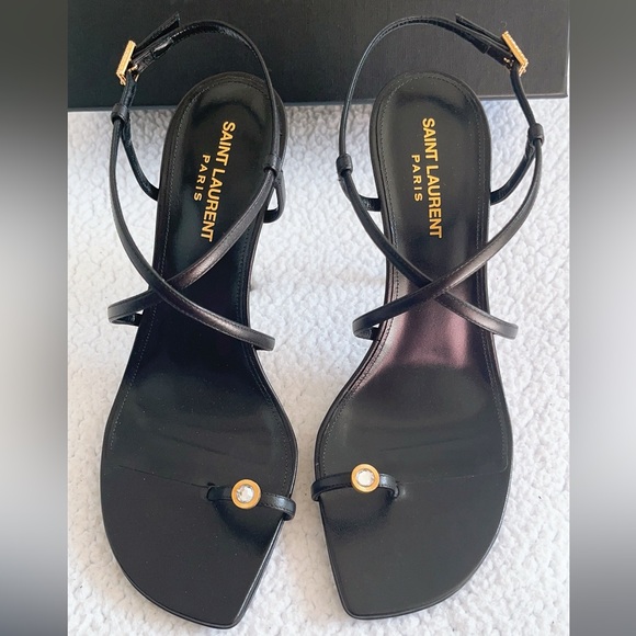 Saint Laurent Date 110 Leather Sandal in black - Picture 3 of 16